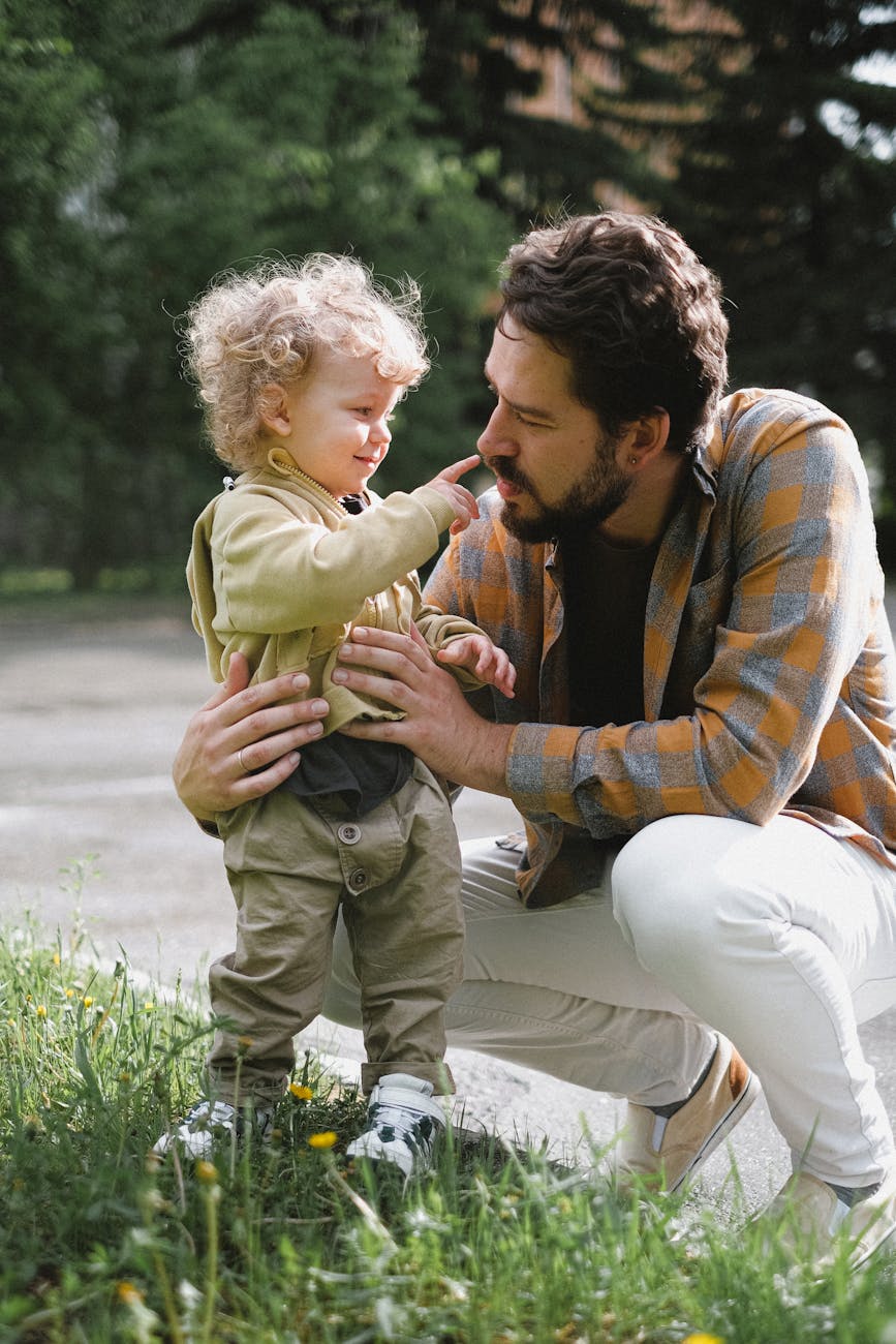 father and son in the park